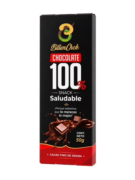 Tableta BillonChok de chocolate negro 100 % cacao sin azúcar añadida, 50 g