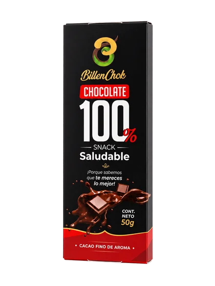 Tableta BillonChok de chocolate negro 100 % cacao sin azúcar añadida, 50 g