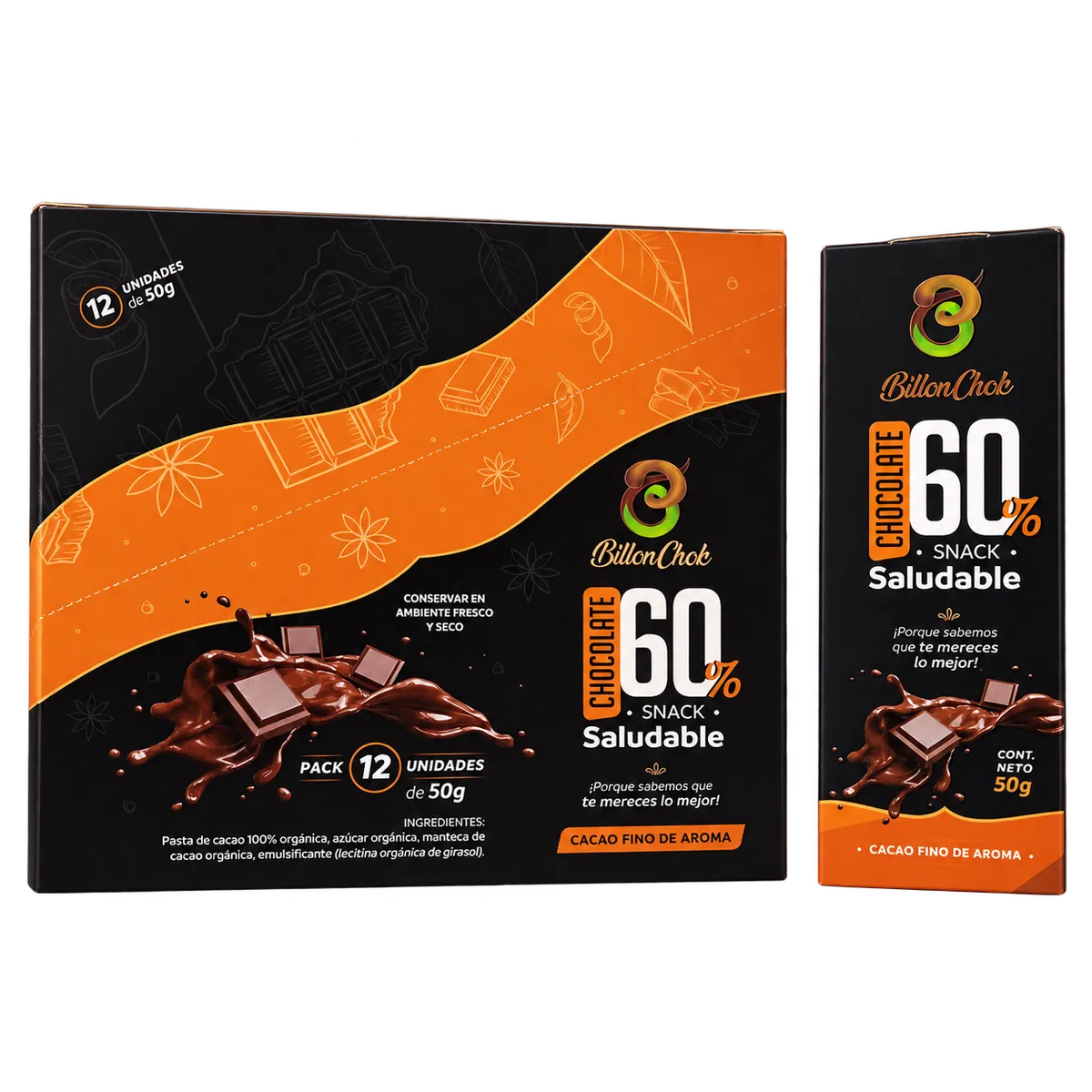 Caja de 12 barras de chocolate 60%
