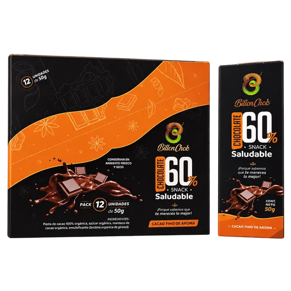 Caja de 12 barras de chocolate 60%