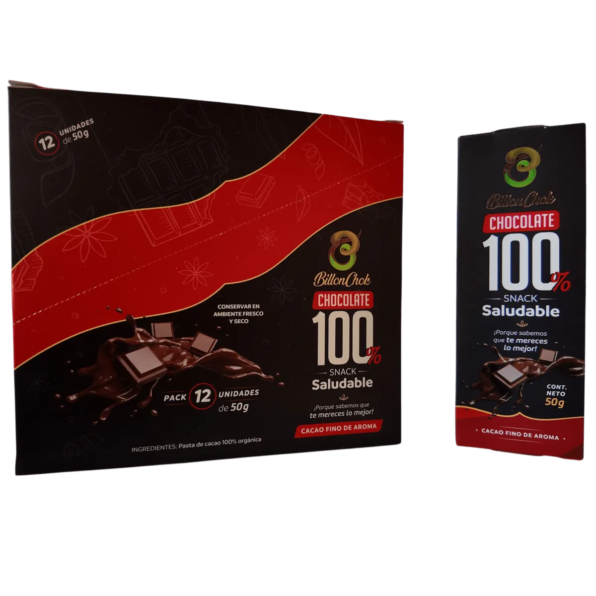 Caja de 12 barras de chocolate 100% sin azúcar